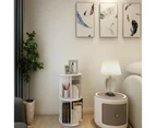 3 Tiers Versatile Round Wooden Rotating Swivel Bookshelf Bookcase Cabinet White 97CM