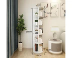 5 Tiers Versatile Round Wooden Rotating Swivel Bookshelf Bookcase Cabinet White 159CM