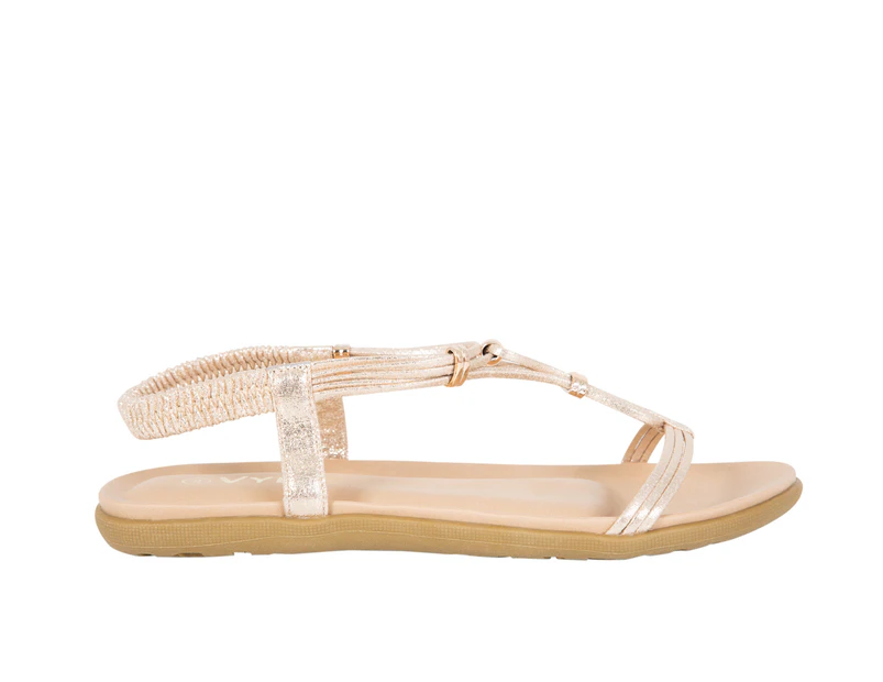 Gleam Vybe Womens Summer Strappy Sandals Spendless Shoes - Gold