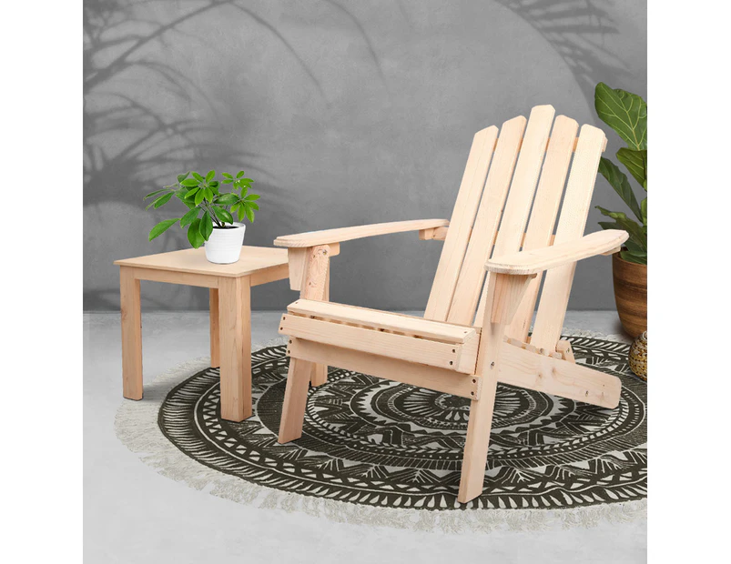 Outdoor Beach Chairs Table Set Wooden Folding Chair Adirondack Lounge Gardeon