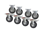AB Tools 5" (125mm) Rubber Fixed and Swivel With Brake Castor Wheels (8 Pack) CST06_08