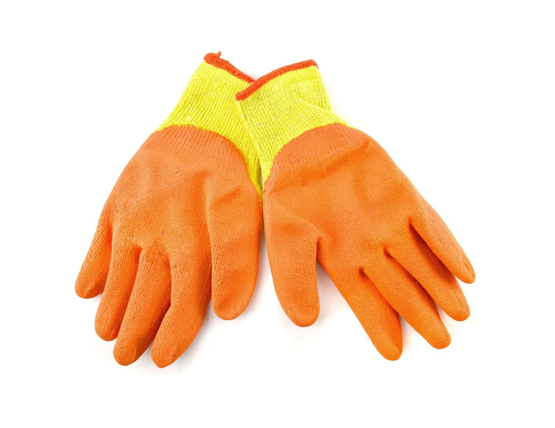 XL Size 10 Polycotton Latex Rubber Coated Protective Work Gloves 12 Pairs