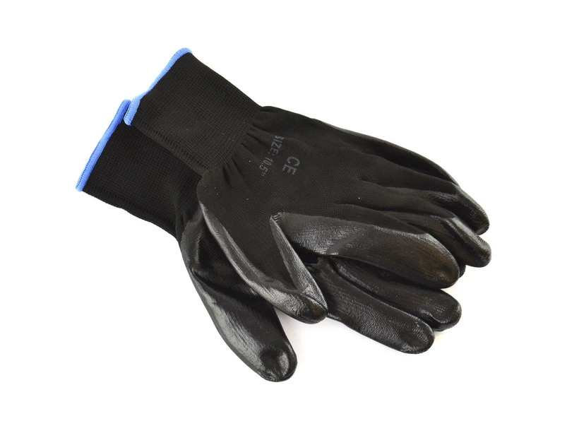 AB Tools 10.5" Nitrile Coated Work Gloves (1 Pair) Breathable / Improved Grip Black TE936