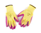 AB Tools 7" Builders Protective Gardening DIY Latex Rubber Coated Work Gloves Pink