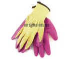 AB Tools 7" Builders Protective Gardening DIY Latex Rubber Coated Work Gloves Pink x 10