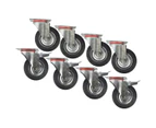 AB Tools 6" (150mm) Rubber Swivel and Swivel With Brake Castor Wheel (8 Pack) CST010_011