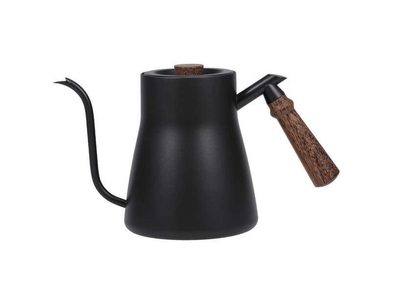 Pour Over Coffee Kettle Hand Drip Coffee Pot PTFE Coat Wooden Handle Kettle for Kitchen Pour Over Coffee Tea - Black