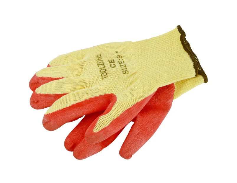 AB Tools 9" Pair Builders Protective Gardening DIY Latex Rubber Coated Work Gloves TE696