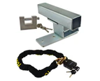 AB Tools Garage Door Lock Defender Motor Bike Car Stop Bar Up and Over with Padlock + Chain