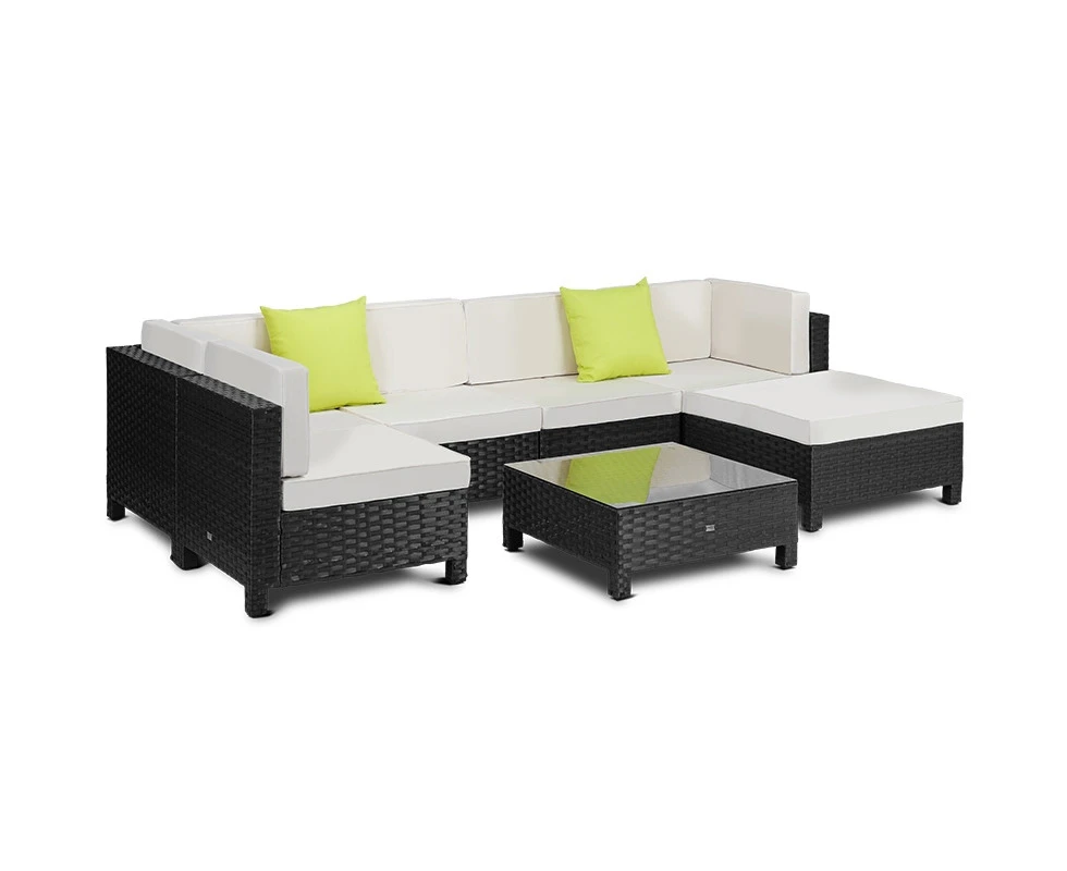 LONDON RATTAN 7pc Sofa Outdoor Furniture Wicker Lounge Set Setting Pool