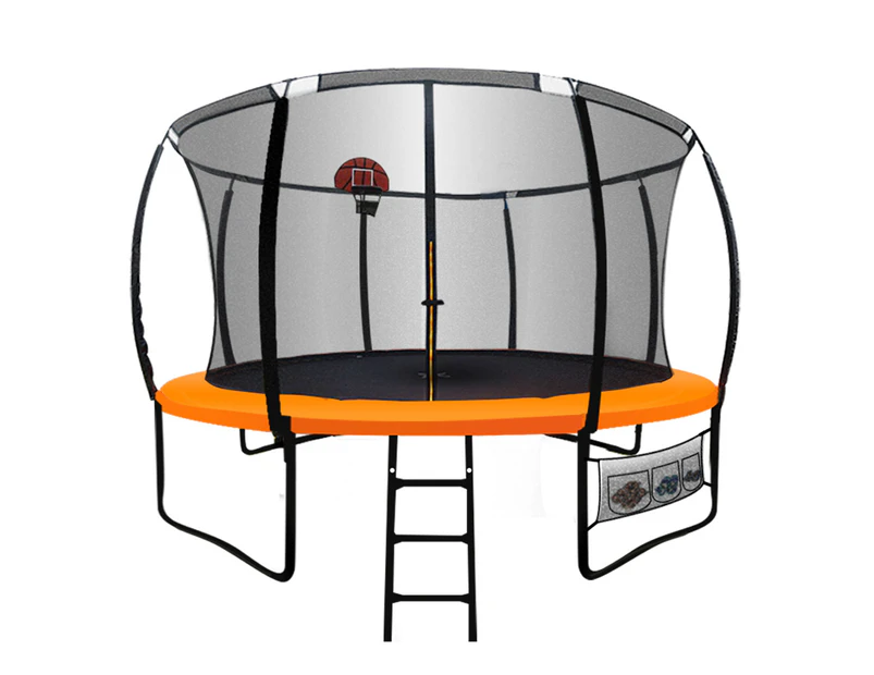 Up-Shot 14ft Round Trampoline FREE Basketball Safety Net Spring Pad Ladder