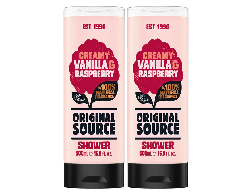2 x Original Source Shower Gel Creamy Vanilla & Raspberry 500mL