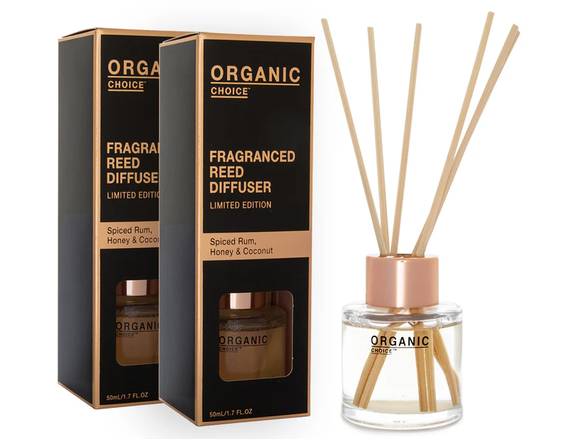 Organic Choice Spiced Rum, Honey & Coconut Fragranced Reed Diffuser Limited Edition 50mL