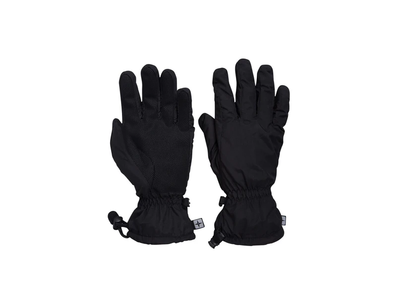 Mountain Warehouse Mens Gloves Textured Palm & Fingers with Ripstop Fabric - Black