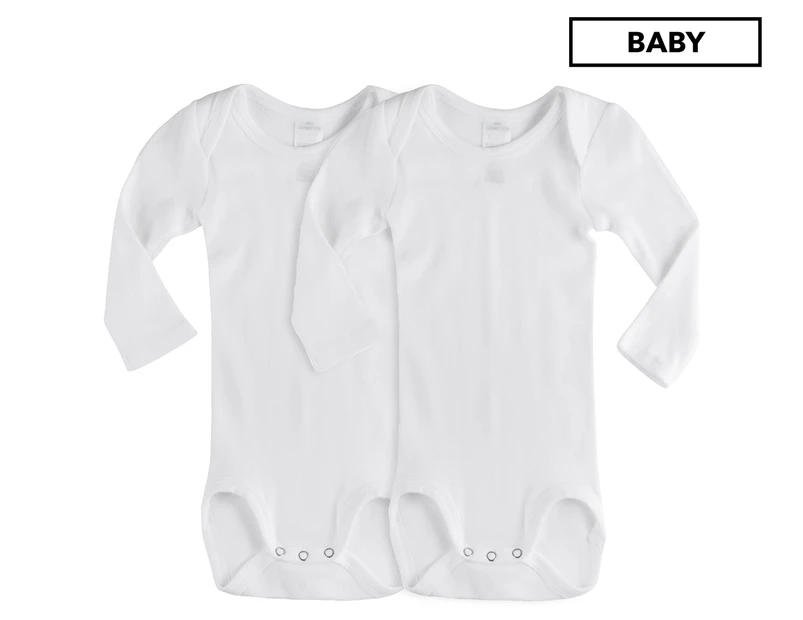 Bonds Baby Long Sleeve Bodysuit 2-Pack - White