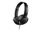 Philips BASS Flat Folding Sound Isolation On Ear Headphones DJ Music Black