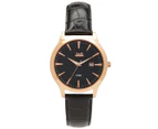 JAG Men's 43mm Dan II Leather Watch - Black/Rose Gold