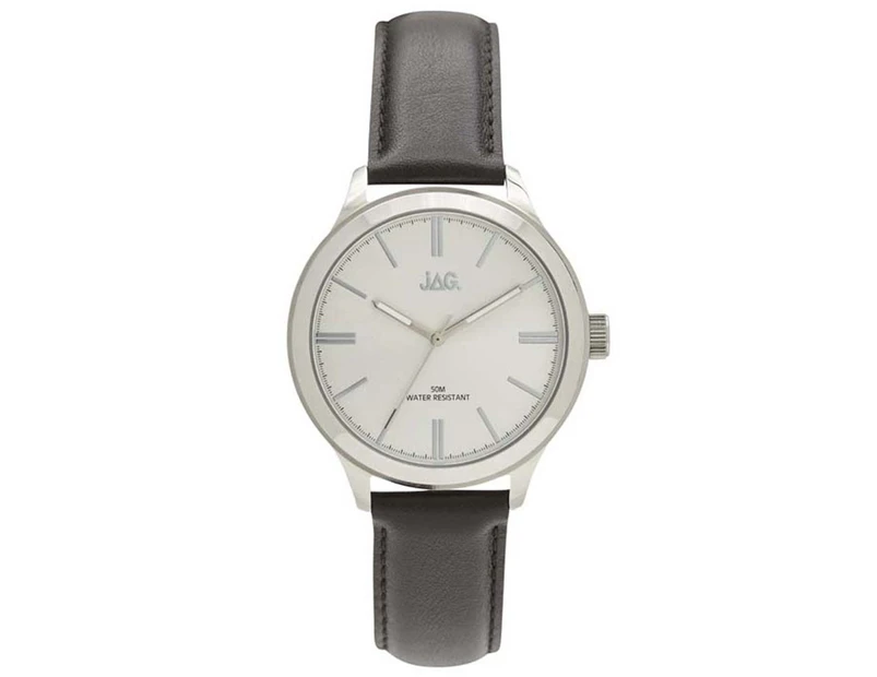 JAG Men's Marco Leather Watch - Silver/Black