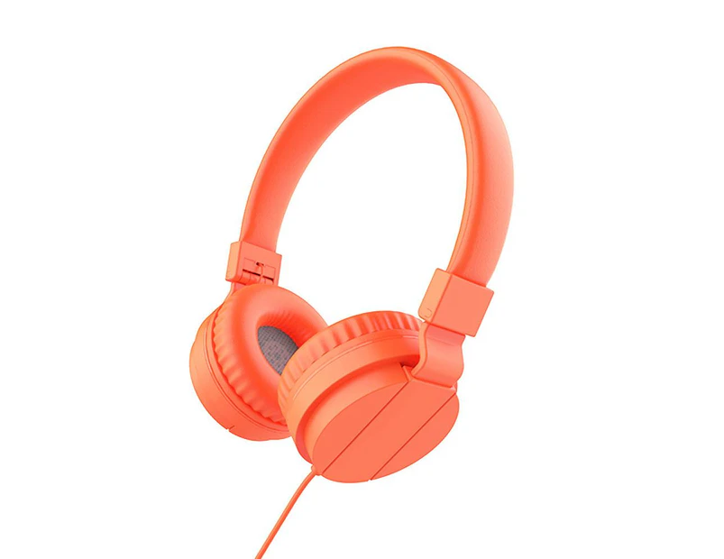 Catzon GS778 Lightweight Stereo Foldable Wired Headphones for Kids Adults Adjustable Headband Headset for Phone/PC-Orange