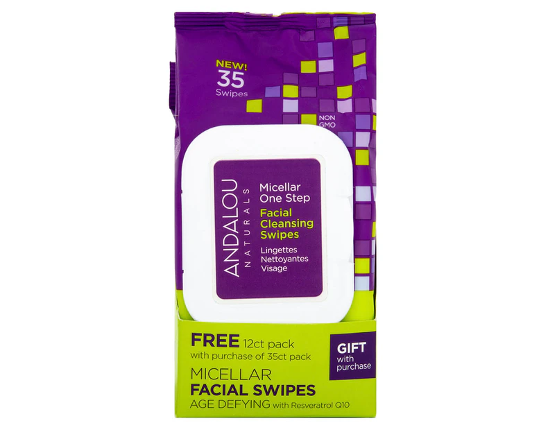 Andalou Micellar One Step Facial Cleansing Swipes Age Defying Pack