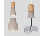 Kira 5 LT Modern Concrete Pendant Light Wood Top Ceilling Lamp 2M Cord E14 Grey