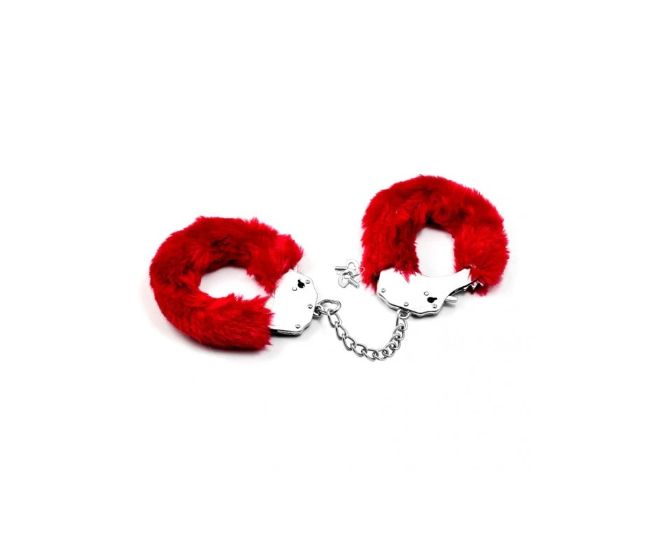 Fetish Pleasure Fluffy Hand Cuffs - Red