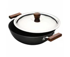 Wonderchef Ebony Hard Anodized Wok With Lid - 28cm 4.5L