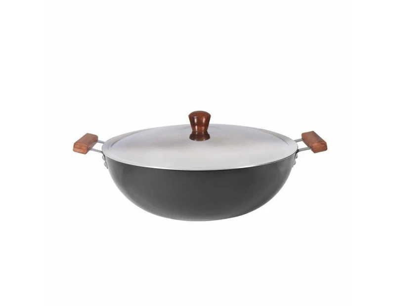 Wonderchef Ebony Deep Kadhai with Lid 34cm