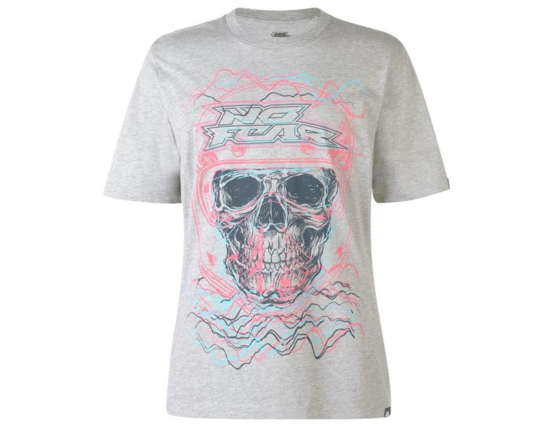 No Fear Men Core Graph T Shirt Tee Top Mens - Grey Skulls