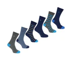 Penguin Men 6 Pack Socks Mens - Plain/Dot Blue