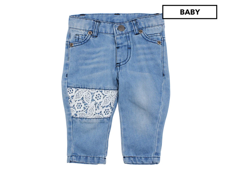 Bébé by Minihaha Baby Girls' Lace Patch Jeans - Indigo