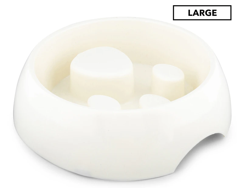 Dudley's World Of Pets Large Slow Feeder Pet Bowl - Cream