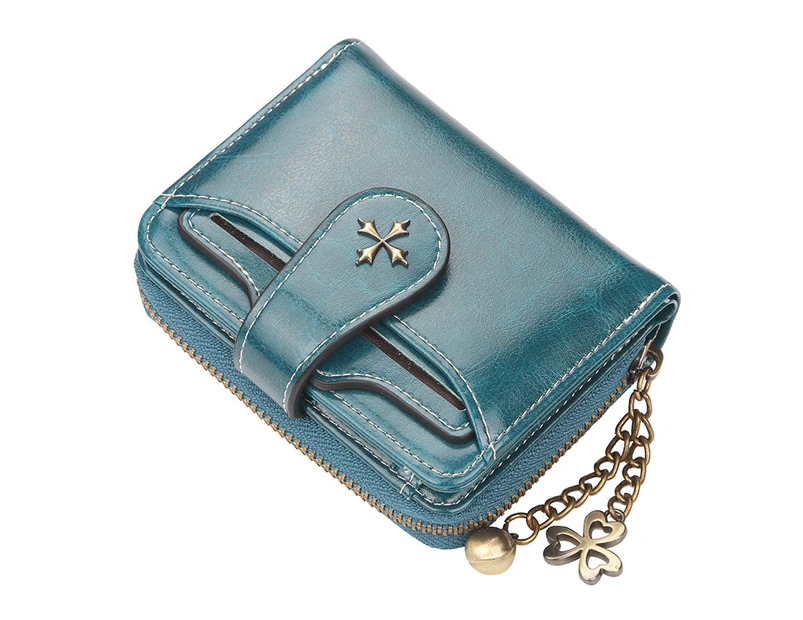 Vintage Women Leather Wallet Purse - Blue
