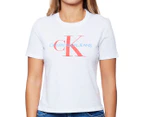 Calvin Klein Jeans Women's Cropped Logo Tee - White