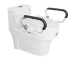 10cm Elevated Raised Toilet Seat With Lid Removable Padded Arms White