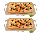 2PK Avanti 38cm Gas Charcoal BBQ Pizza Pastries Clay Ceramic Baking Stone w Rack