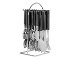 48pc Avanti Hanging Stainless Steel ABS Cutlery Set w Racks Wire Frame Black