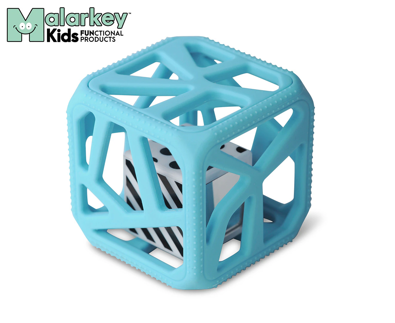 Malarkey Kids Soft Chewing Cube Baby/Infant 3m+ Sensory Rattle/Teether Toy Blue