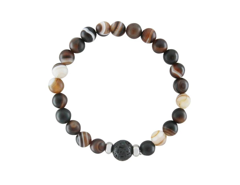 Mens Sardonyx and Lava Stone Aromatherapy Diffuser Bracelet - Protection and Confidence
