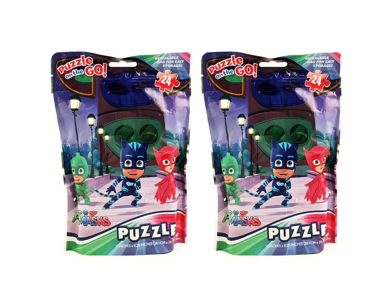 2x 24pc PJ Masks Jigsaw Puzzle On The Go Game Kids Toys 3y+ w/ Resealable Bag