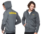 Adidas Men's Essentials Linear Fleece Full Zip Hoodie - Dark Grey Heather
