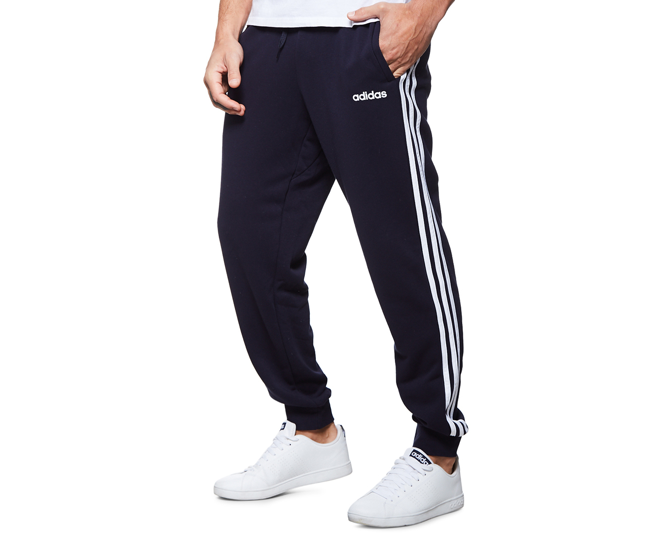 Adidas Men's 3-Stripe Tapered Trackpants / Tracksuit Pants - Legend Ink/White | Catch.co.nz