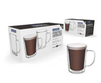 4x Tramontina Double Wall Glass Coffee Mug Hot Cold Drink Latte Tea 250ml
