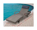 Sun Lounge 2pc Wicker Lounger Outdoor Setting Day Bed Arm Chair Pool Garden Patio Furniture Rattan Sofa Cushion Gardeon Grey