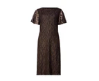 Womens Together Stretch Lace Dress Black/Gold