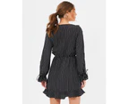 Chancery Women's Marnie Frill Dress - Black And White Stripe