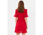 Chancery Women's Megan Lace Wrap Dress - Red Lace