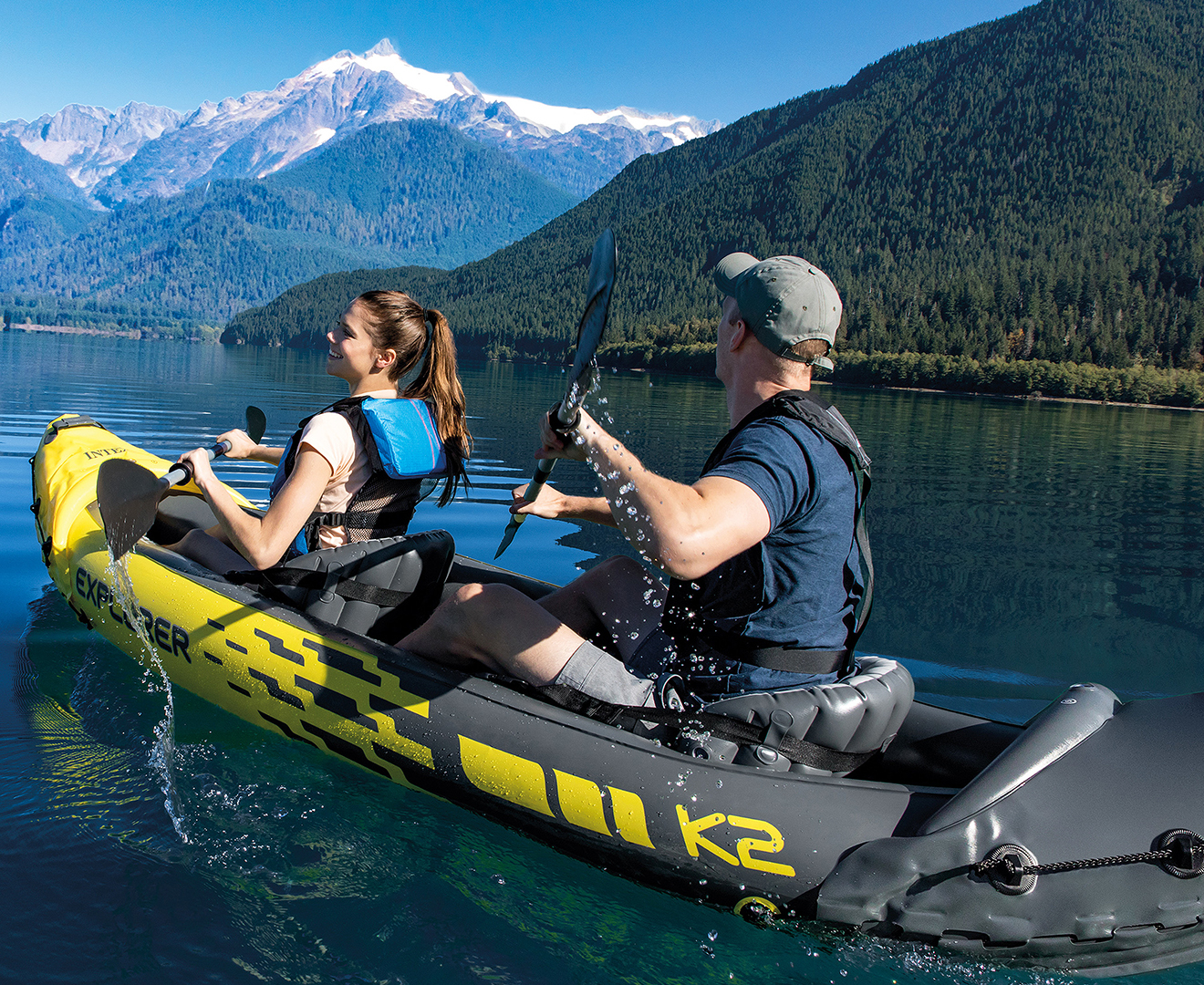 Intex Explorer K2 2Person Inflatable Kayak Set with Aluminum Oars