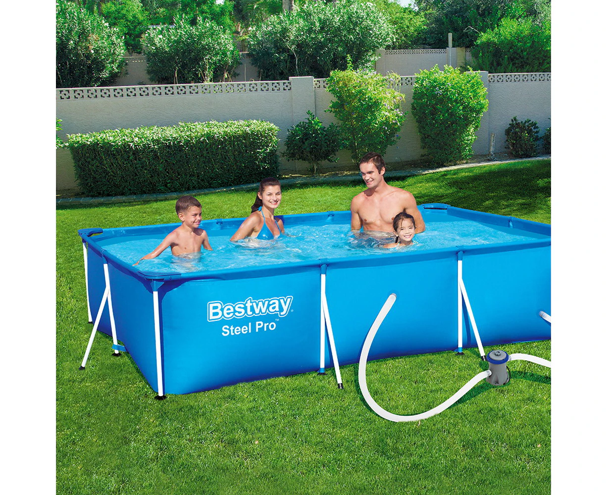 Bestway Swimming Pool Steel Frame Above Ground Rectangular Pool Filter Pump