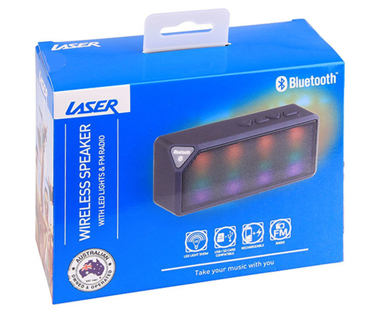 Laser wireless speaker with sale led lights & fm radio